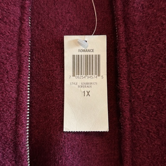 BEAUTY!! 100% wool NWT Bordeaux burgundy zipper cardigan STYLE & CO WOMAN - Picture 15 of 15
